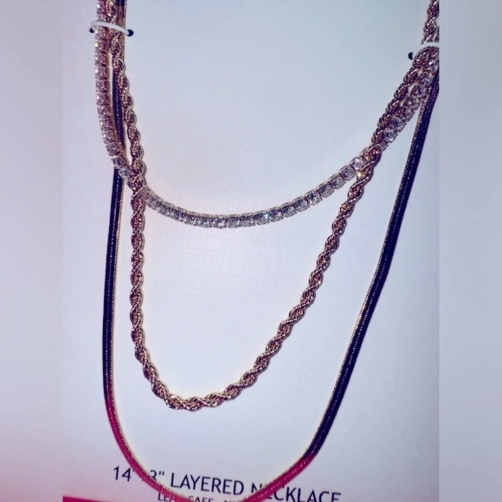 - HOUSE OF HARLOW 1960 GOLD TONE 3 IN 1 LAYERING NECKLACE 18” - Picture 4 of 16